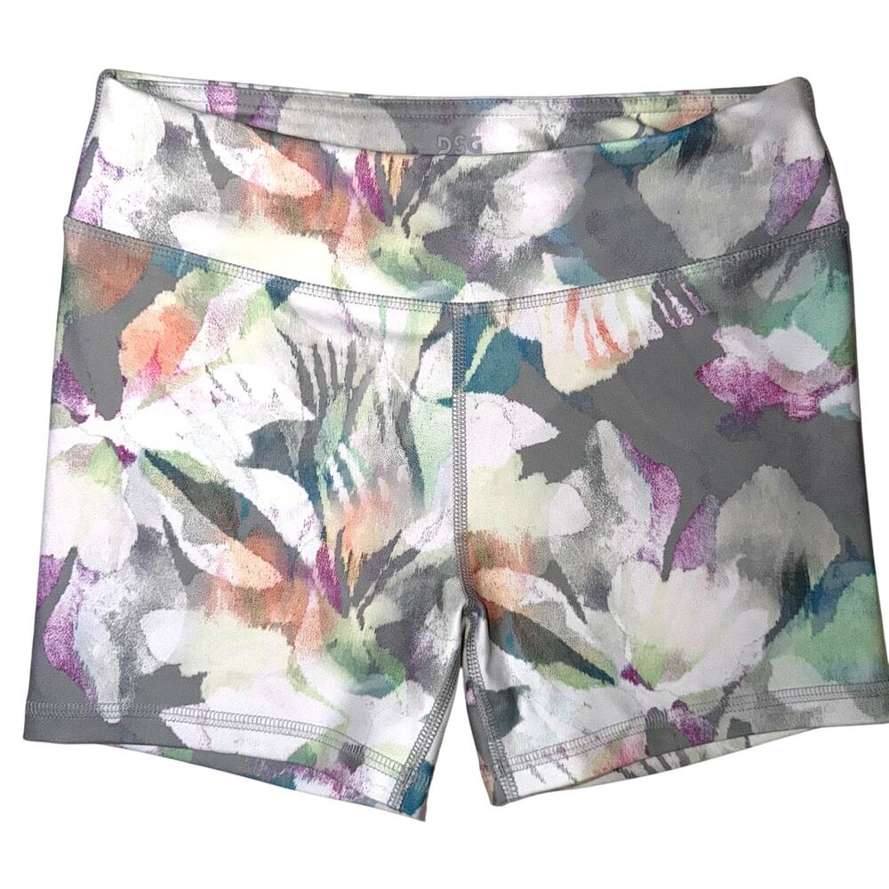 DSG Girls Floral White Active Wear Shorts- Size Large 14